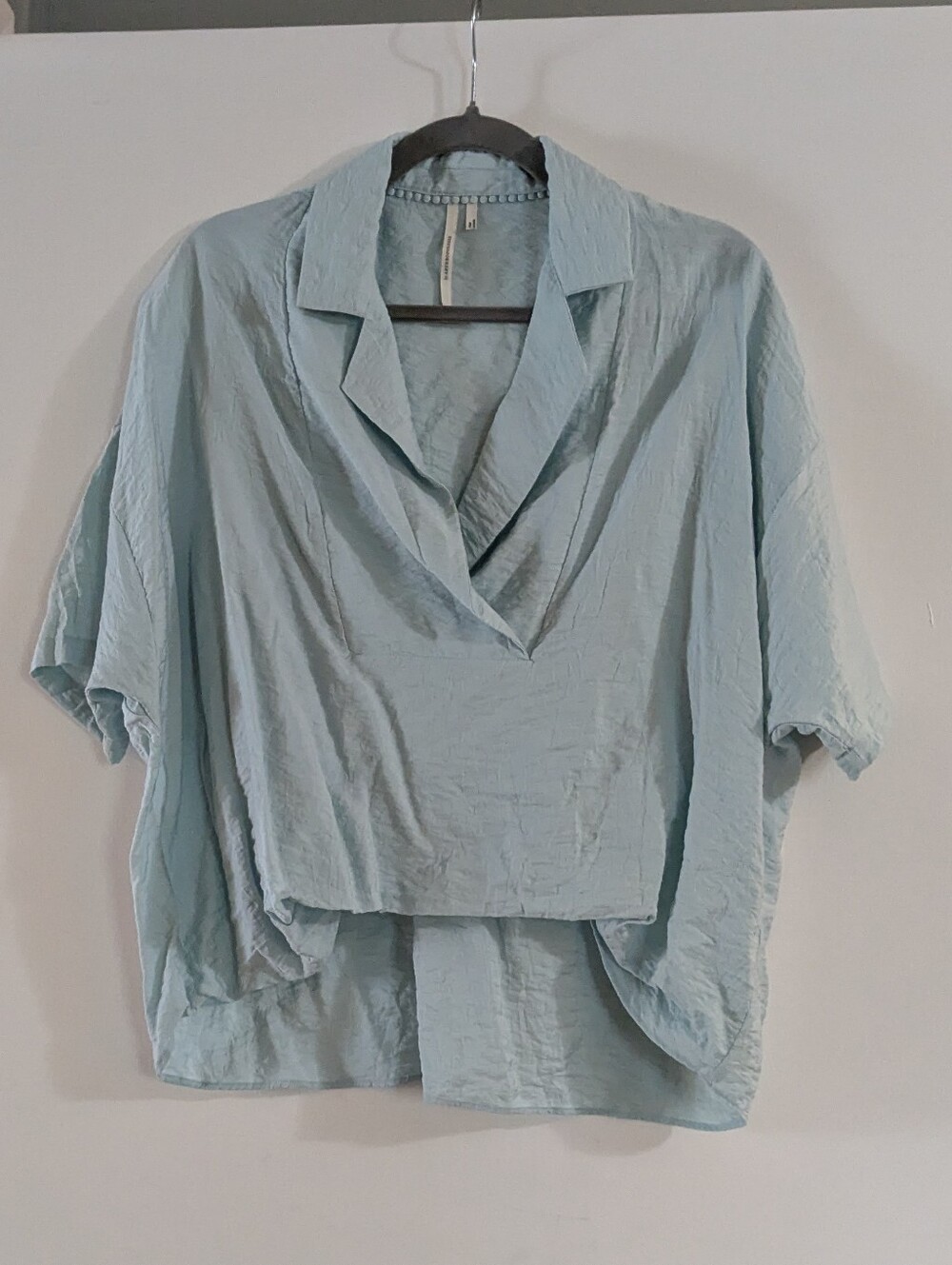 Anthropologie Pale Blue Relaxed V-Neck Boxy Blouse